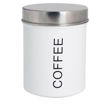 Harbour Housewares Round Metal Kitchen Coffee Canister - White