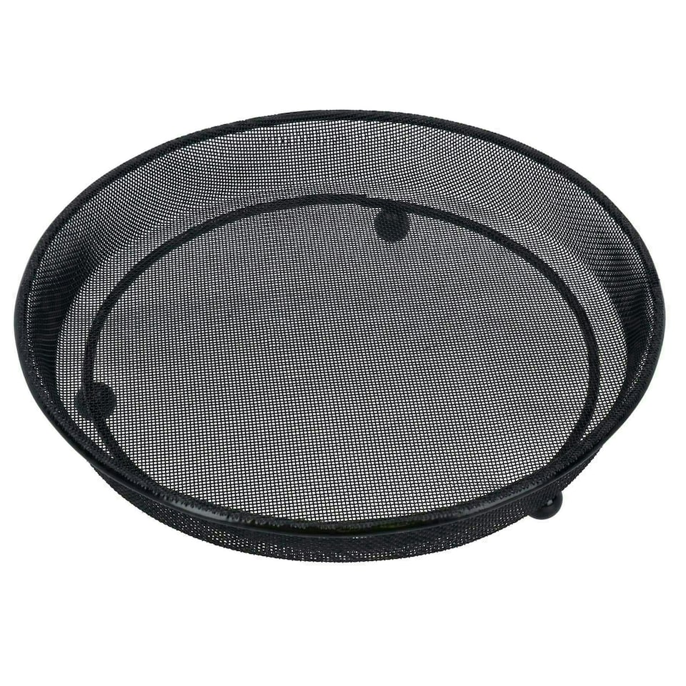 image 1 of Heavy Duty Black Mesh Metal Ground Wild Bird Feeder Feeding Tray 22cm