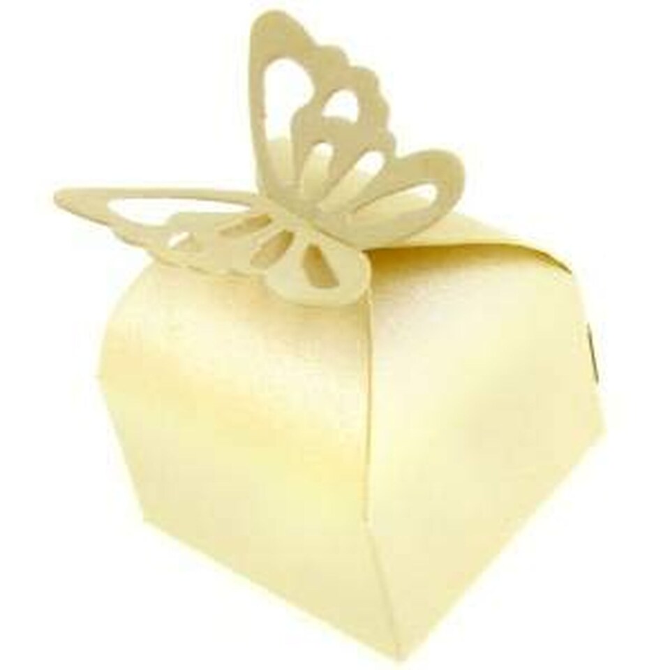 image 1 of 50 Wedding Favour Boxes Butterfly Design Self Assembly Gift Sweet Treat Boxes for Weddings Parties Anniversaries Celebrations 6cm