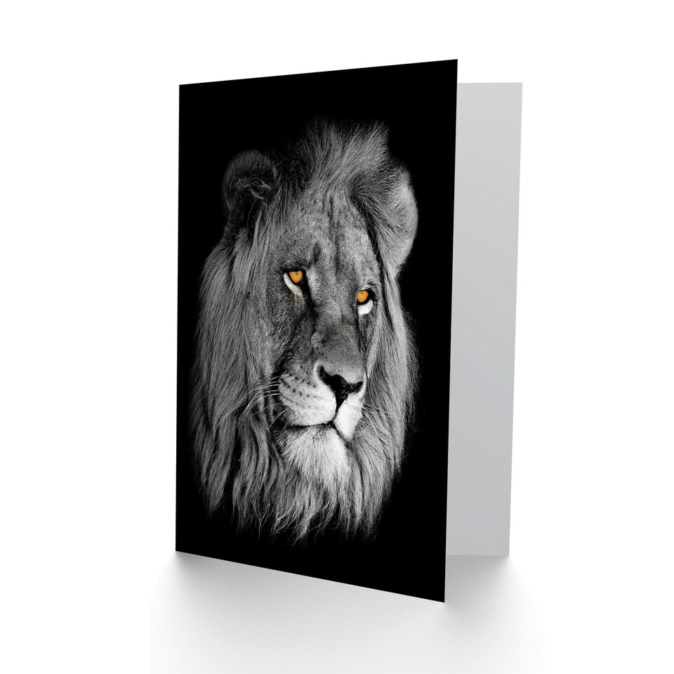 image 1 of African Lion Black White Portrait Big Cat Lover Greeting Card