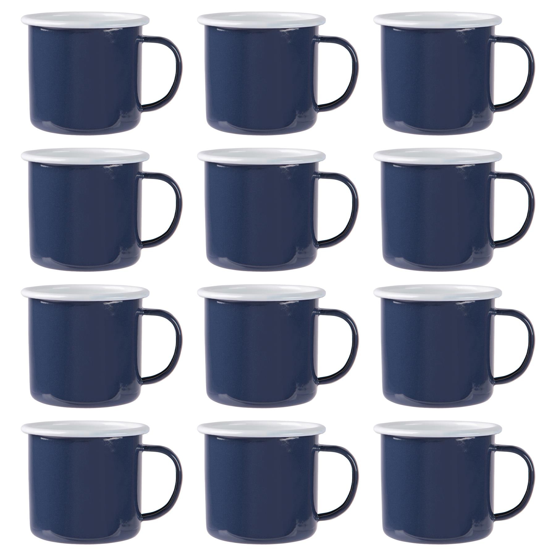 Argon Tableware Coloured Enamel Mugs - 375ml - Pack of 12 in Navy