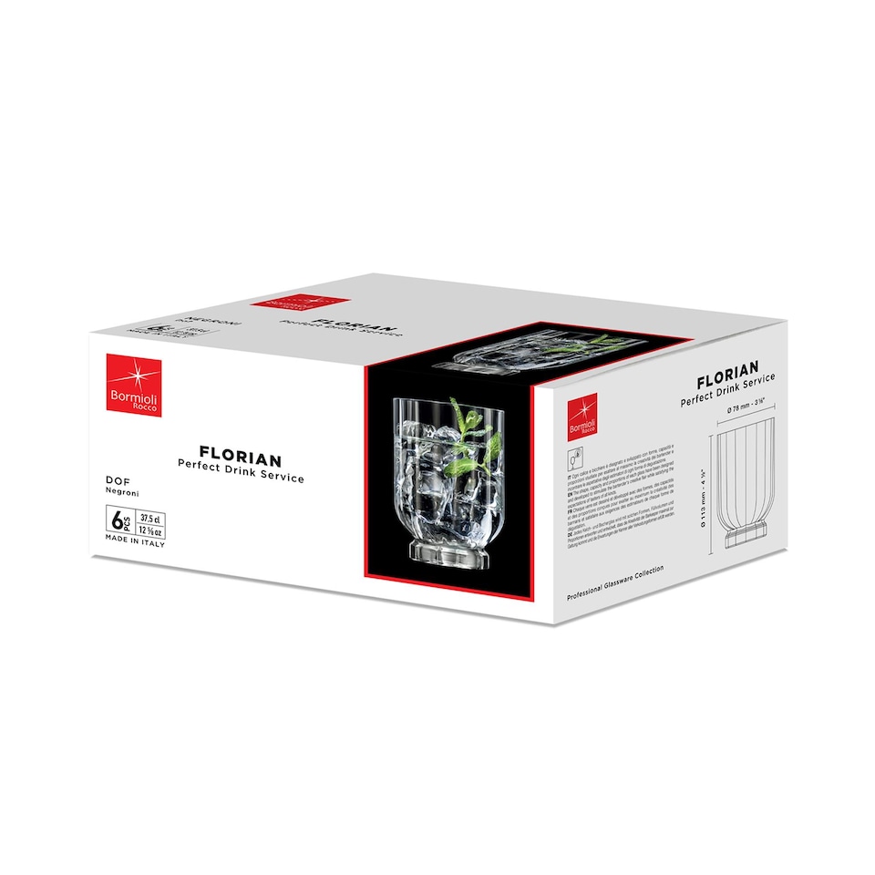 image 1 of Bormioli Rocco Florian Double Whisky Glasses - 375ml - Clear - Pack of 6 | Clear | Clear