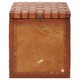 image 1 of Storage Stool With Metallic Stud Trim,Teak Wood Seat With Hair-on-Leather Base,Latticed Leather Top Stool Brown