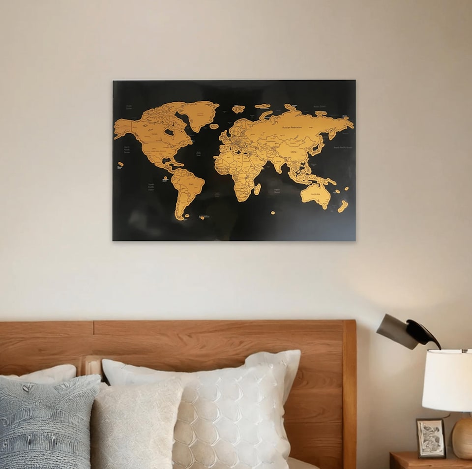Gleneagles Black Scratch Off World Map poster - 60 x 40 cm