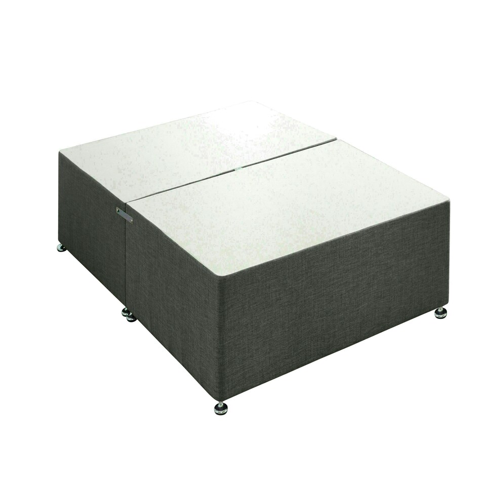 image 1 of Charcoal Linen No Drawer Divan Base Single