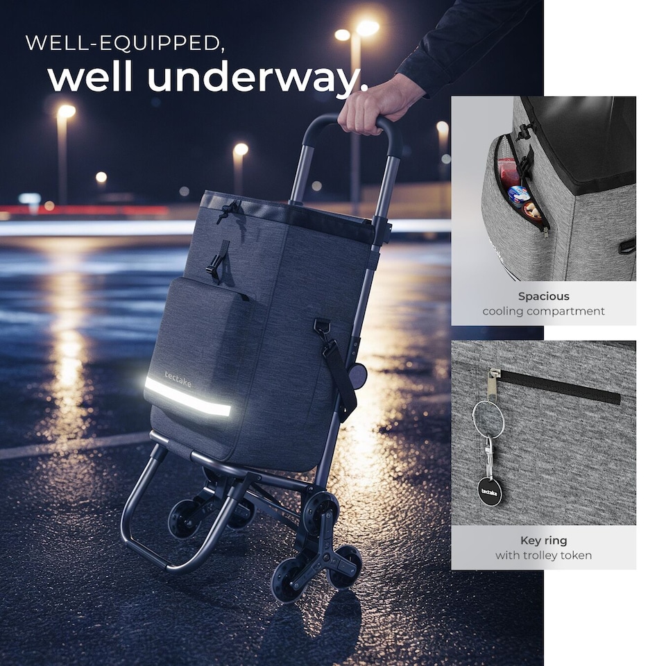 image 1 of Shopping Trolley 3-in-1 Foldable Cart with Cooler Bag