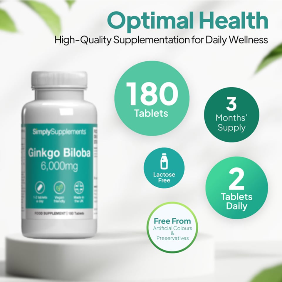 image 1 of Ginkgo Biloba 6,000mg - 180 Tablets