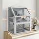 image 5 of PawHut Wooden Hamster Cage, 3 Tier Gerbil Cage with Detachable 32cm Deep Bottom, Hut, Seesaw, Exercise Wheel, Ramps, Light Grey