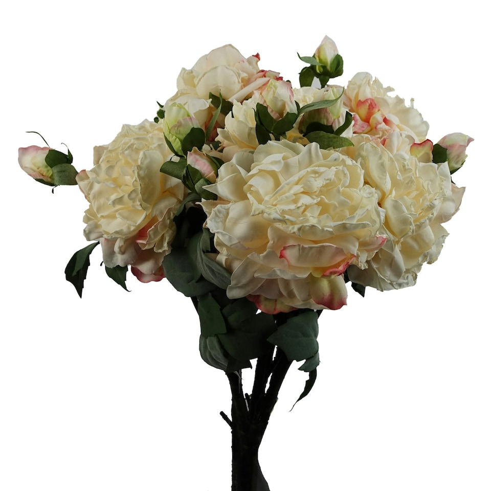 image 1 of 6 x 60cm Peony Artificial Flower Cream - 6 flowers 18 buds