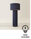 image 4 of ValueLights Lenny Navy Blue Ribbed Fabric Midi Floor Lamp & Bulb | Blue