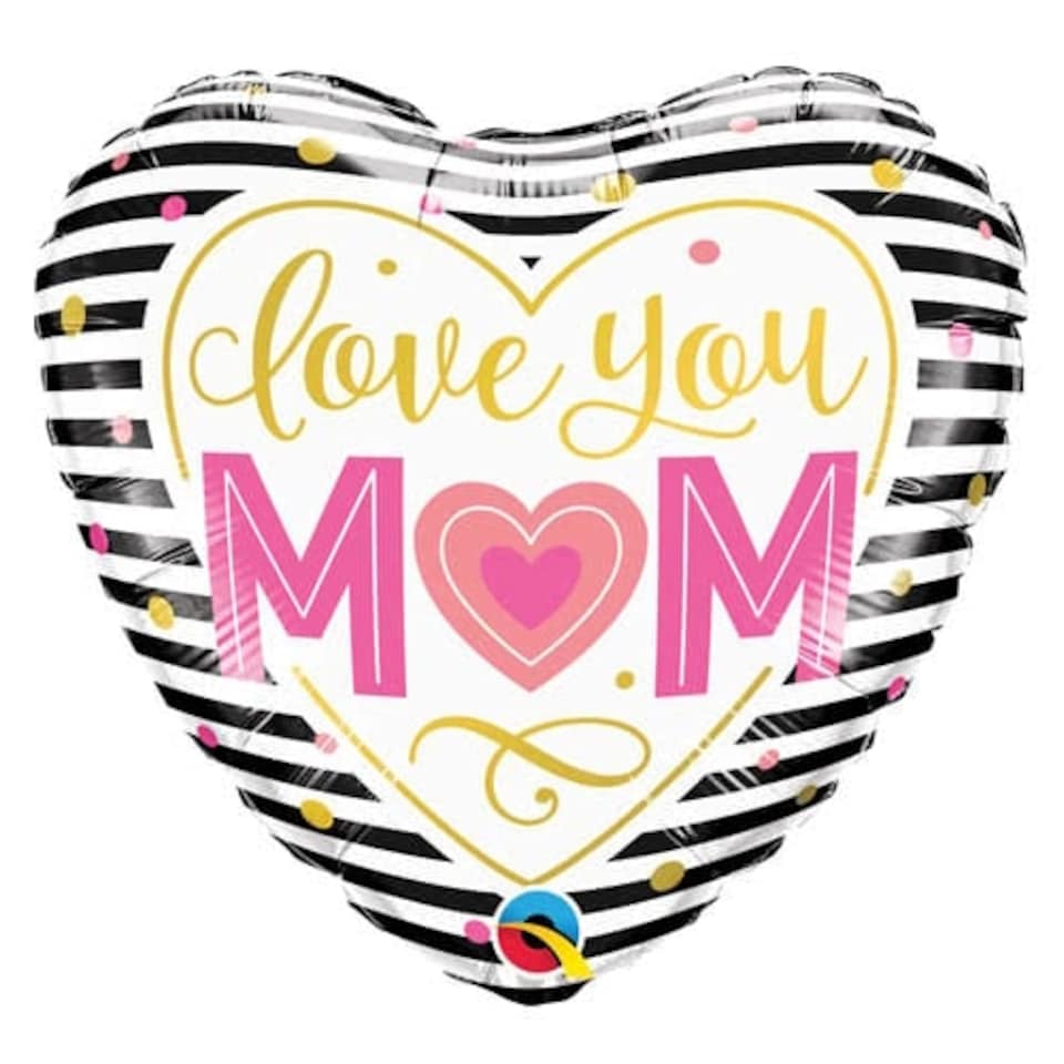 Love You Mom Heart Shape Foil Helium Qualatex Balloon 46cm / 18 in