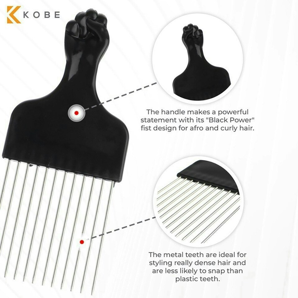 image 1 of Kobe Fist Metal-Prong Afro Comb