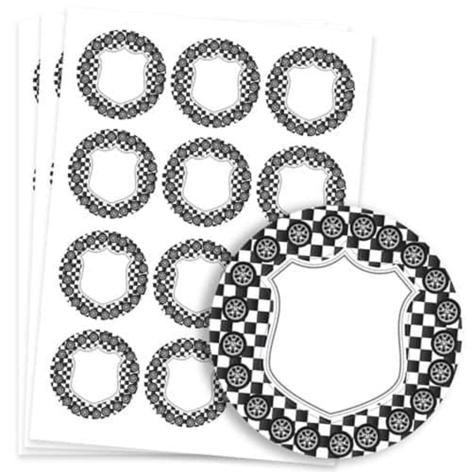image 1 of Cars Design 60mm Round Sticker sheet of 12