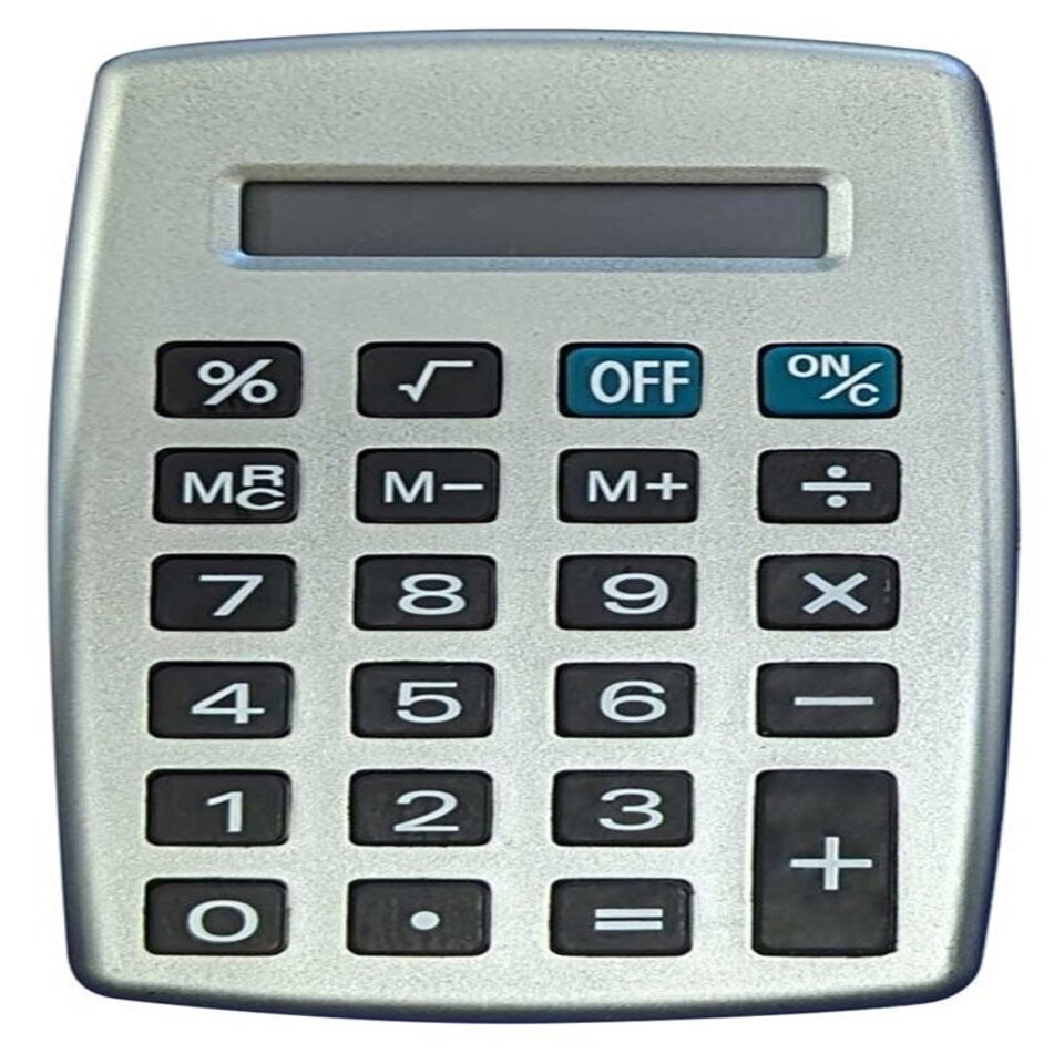 image 1 of Just Stationery 8 Digit Pocket Calculator - Black/Silver