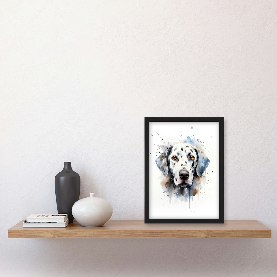 image 1 of Dalmatian Dog Lovers Gift Watercolour Pet Home Decor Black Framed Wall Art Print A4