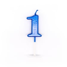 Blue Number 1 Candle Blue