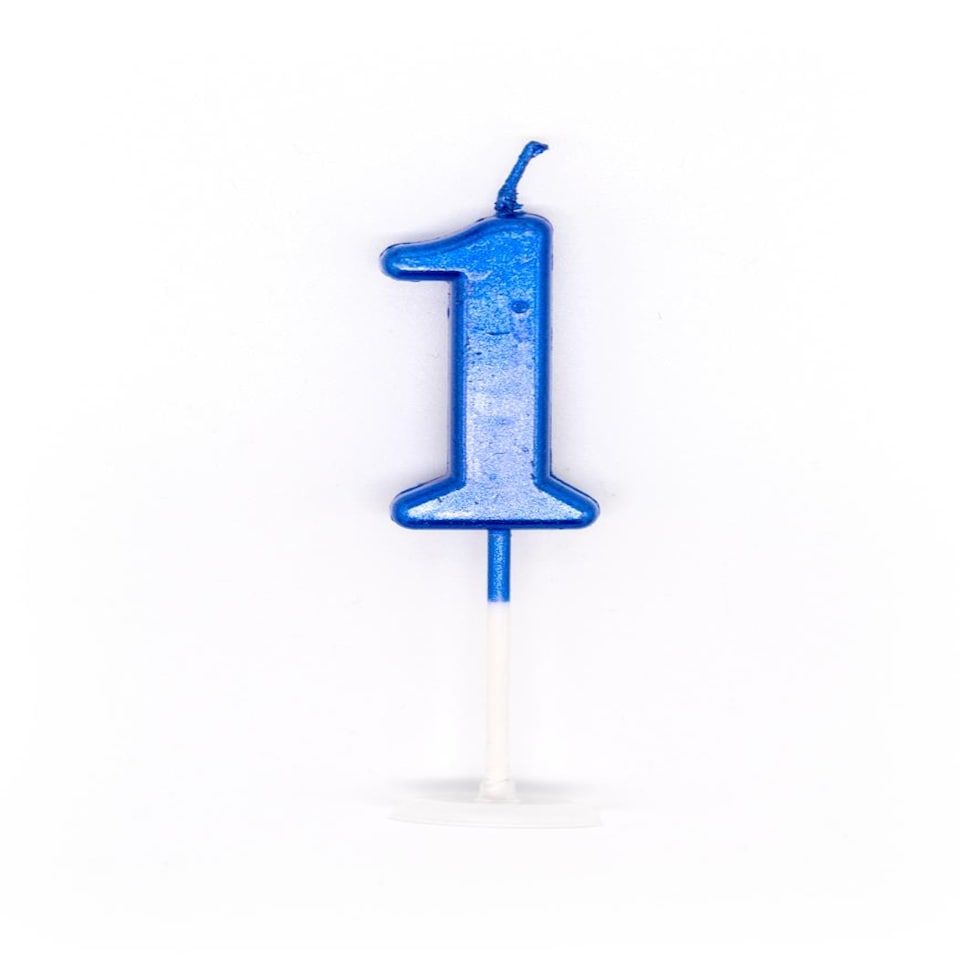 image 1 of Blue Number 1 Candle Blue
