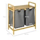image 7 of HOMCOM Bamboo Laundry Basket with Shelf Pull-out Bags for Bedroom Laundry Room