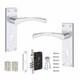 image 1 of Golden Grace Victorian Scroll Astrid Door Handles Lever Lock in Polished Chrome with 3 Lever Lock Set & 1 Pair of 3" Ball Bearing Hinges Chrome