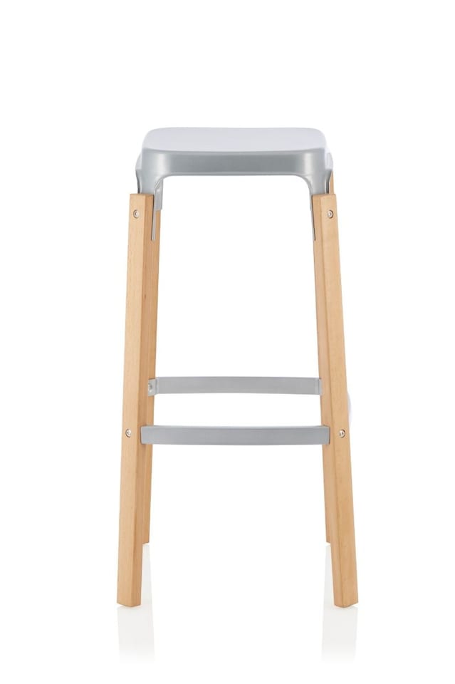 image 1 of Pair of Metal & Wood Kitchen Bar Stools. Silver Barstools | Silver