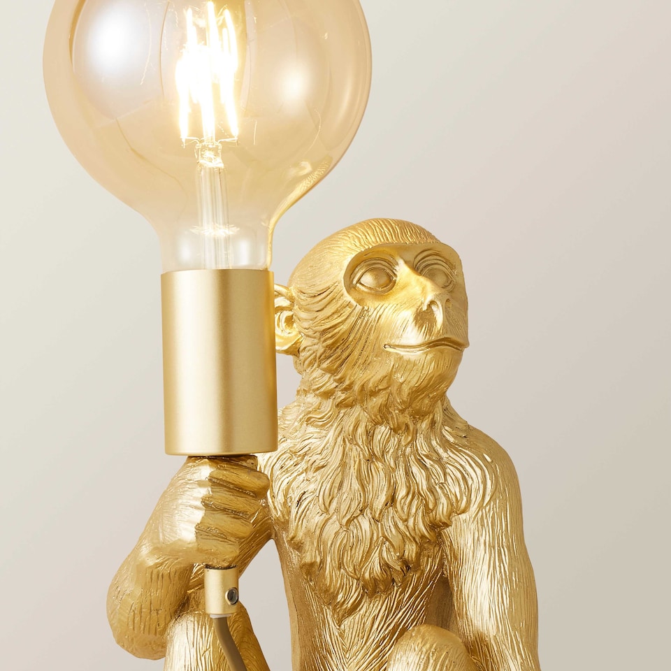image 1 of ValueLights George Monkey Gold Table Lamp & Bulb | Gold