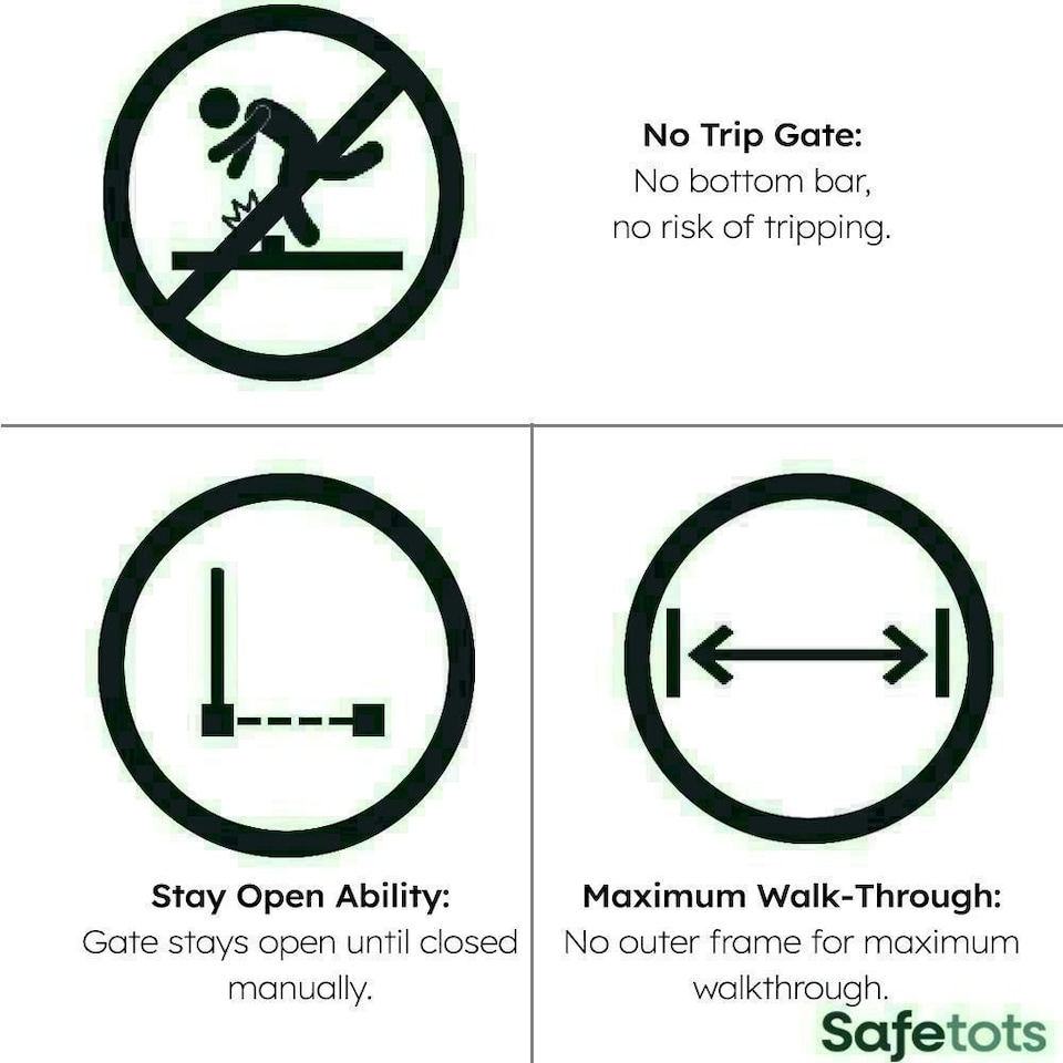 image 1 of Safetots Eco Screw Fit Baby Gate, Black, 70cm - 80cm, Stair Gate for Toddler and Baby, Screw Fit Safety Barrier
