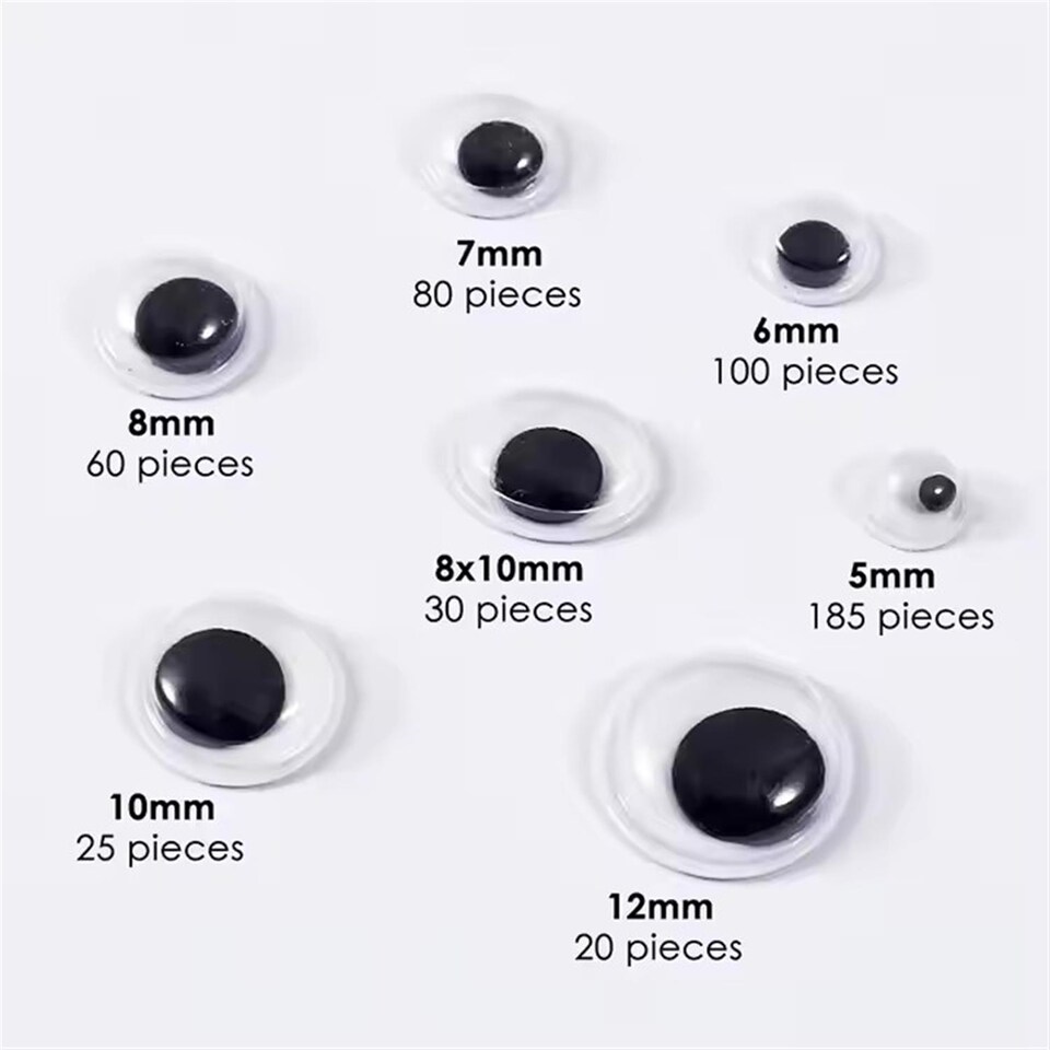 image 1 of Pack of 500 Pieces Assorted Size Self-Adhesive Googly Wiggle Eyes