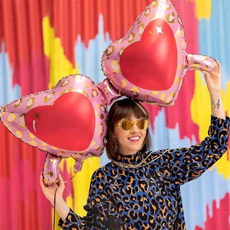 image 1 of Pink Love Heart Shaped Sunglasses Giant Helium Foil Balloon 116cm / 46 in