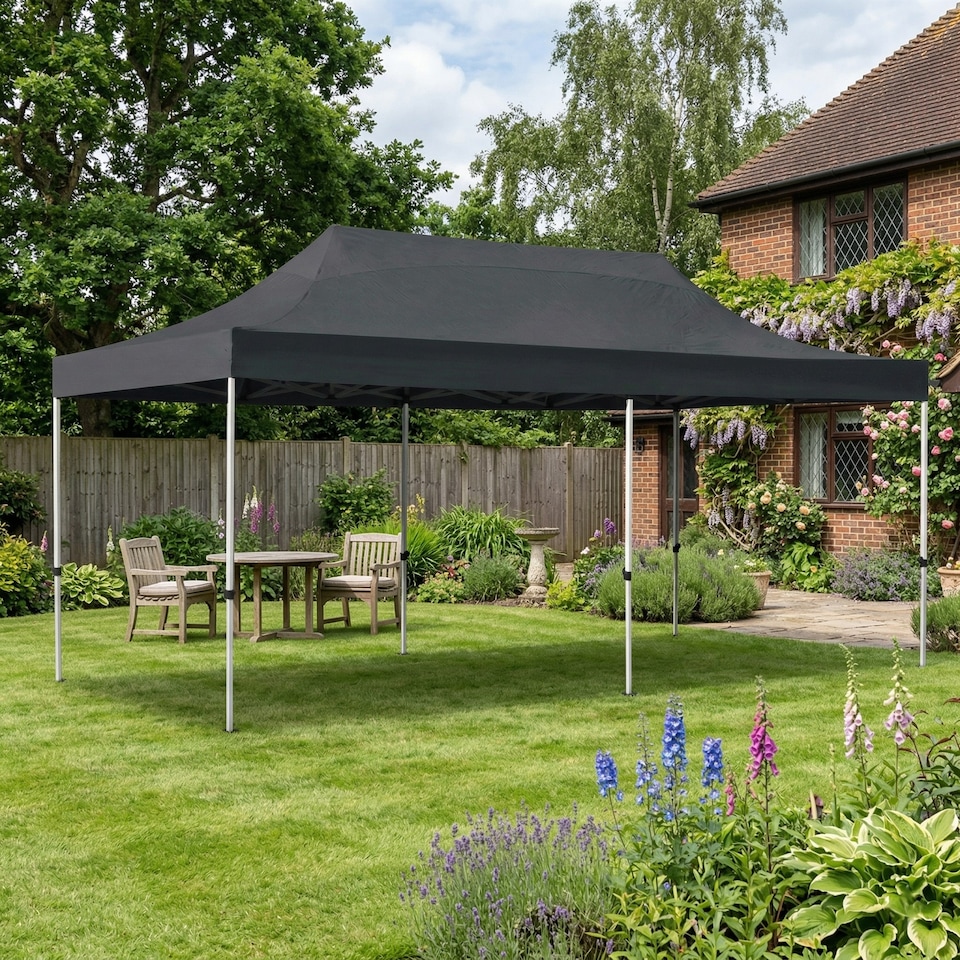image 1 of Pop Up Gazebo 3m x 6m Garden Marquee Waterproof UV Resistant Grey
