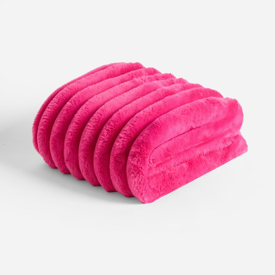 image 1 of OHS Soft Jumbo Faux Fur Ribbed Throw Blanket Pink | Hot Pink