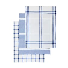 Interiors by Premier Efficient Set Of Three Blue And White Tea Towels, Absorbent Durable Tea Towels, Soft Tea Towels For Kitchen Blue