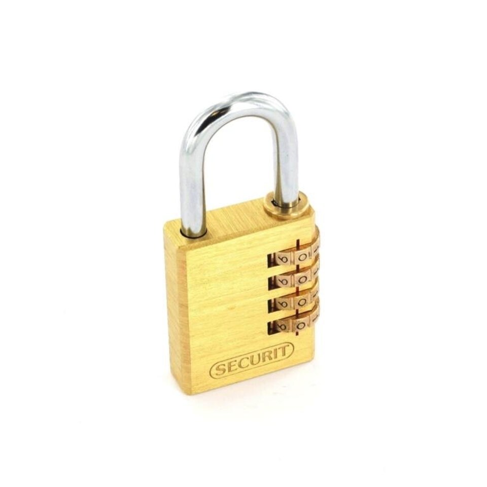 Securit Brass Combination Padlock - Gold/Silver - 40mm