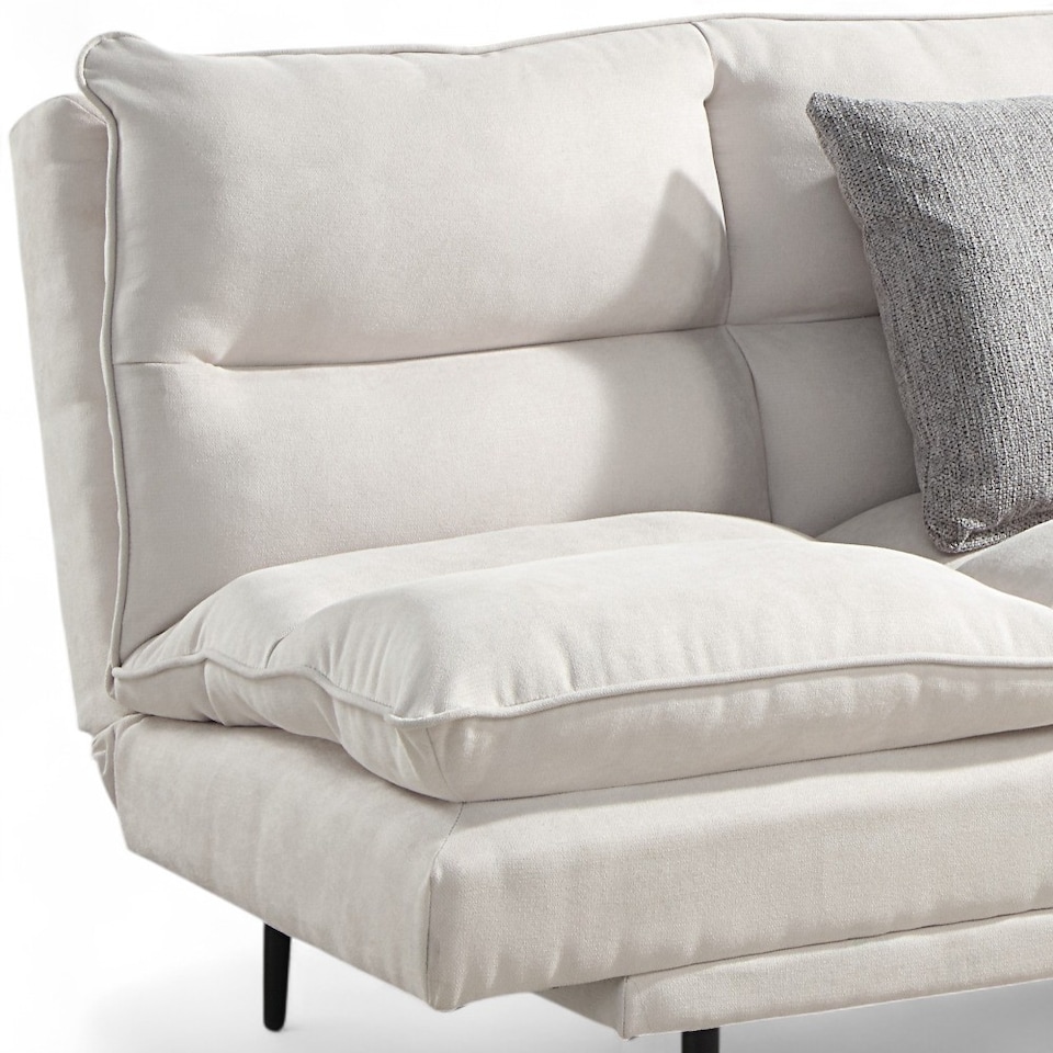 image 1 of Sennen Cushion Padded Fabric 3 Seater Large Single Clic-Clac Sofa Bed | Cream | Natural | Three Seater