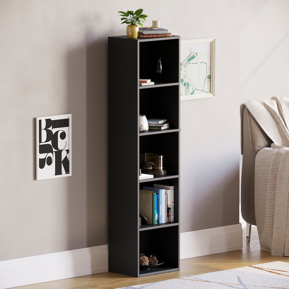 image 1 of Vida Designs Oxford 5 Tier Cube Bookcase Display Storage, Black