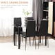 image 6 of HOMCOM Dining Table and Chairs Set 4, Space-Saving Kitchen Table and Chairs Set 4 with Faux Leather Padded Seat and Tempered Glass Top, Dining Room Sets, Black