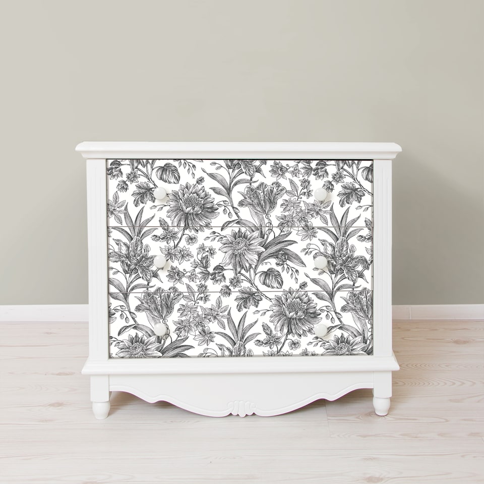 image 1 of NuWallpaper NHS4769 Etched Floral Mono Peel & Stick Wallpaper, Black | Black | Black | 2.86m² | 1