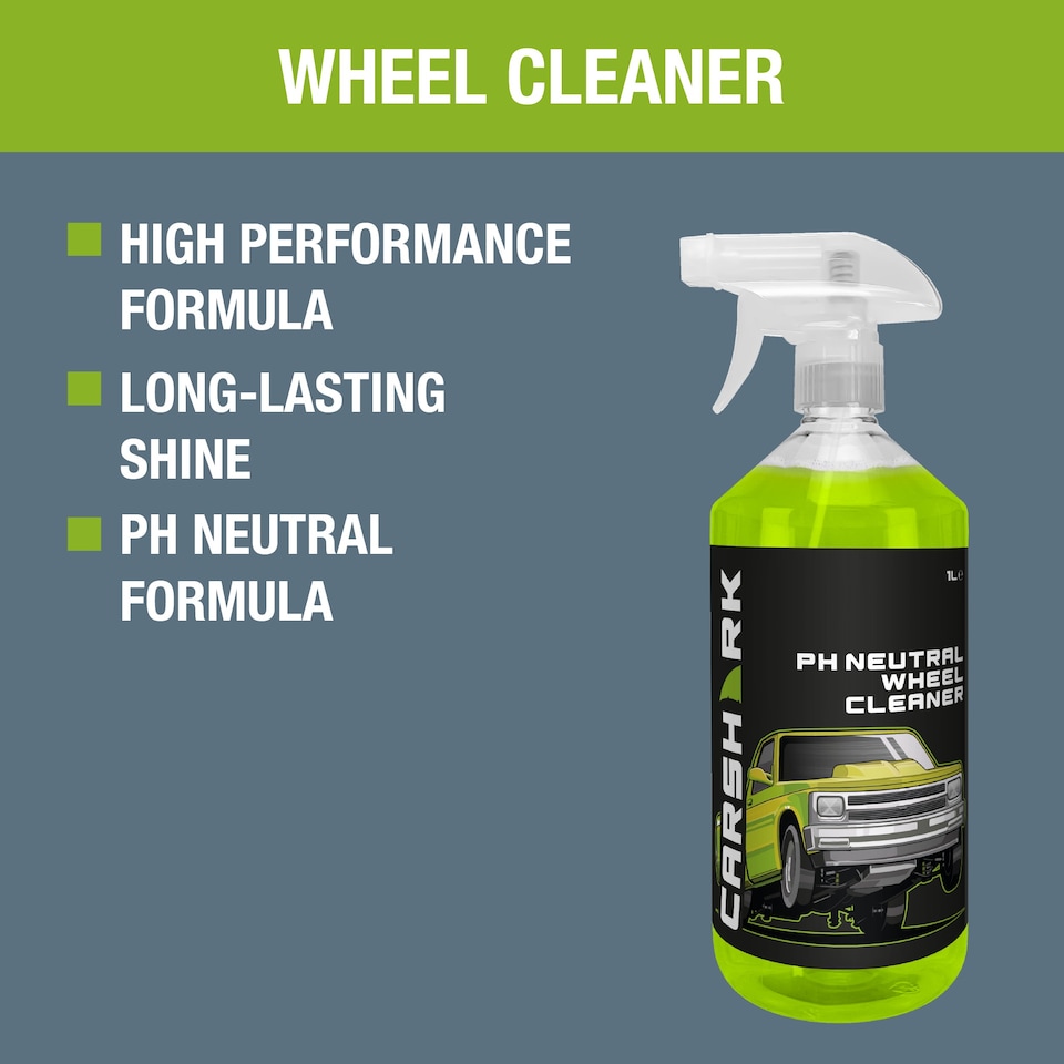 image 1 of CARSHARK pH Neutral Wheel Cleaner 1L + Black Wheel Brush - Effective Cleaning for All Wheels