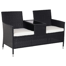 Outsunny Rattan Chair Garden Furniture Patio Love Seat Table Grey | Grey