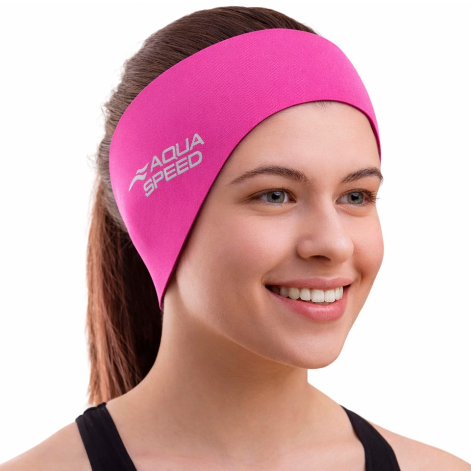 image 1 of Unisex Adult Swim Adjustable Headband | Quick Dry Neoprene Ear Coverage | Pink | Pink | One Size | 1