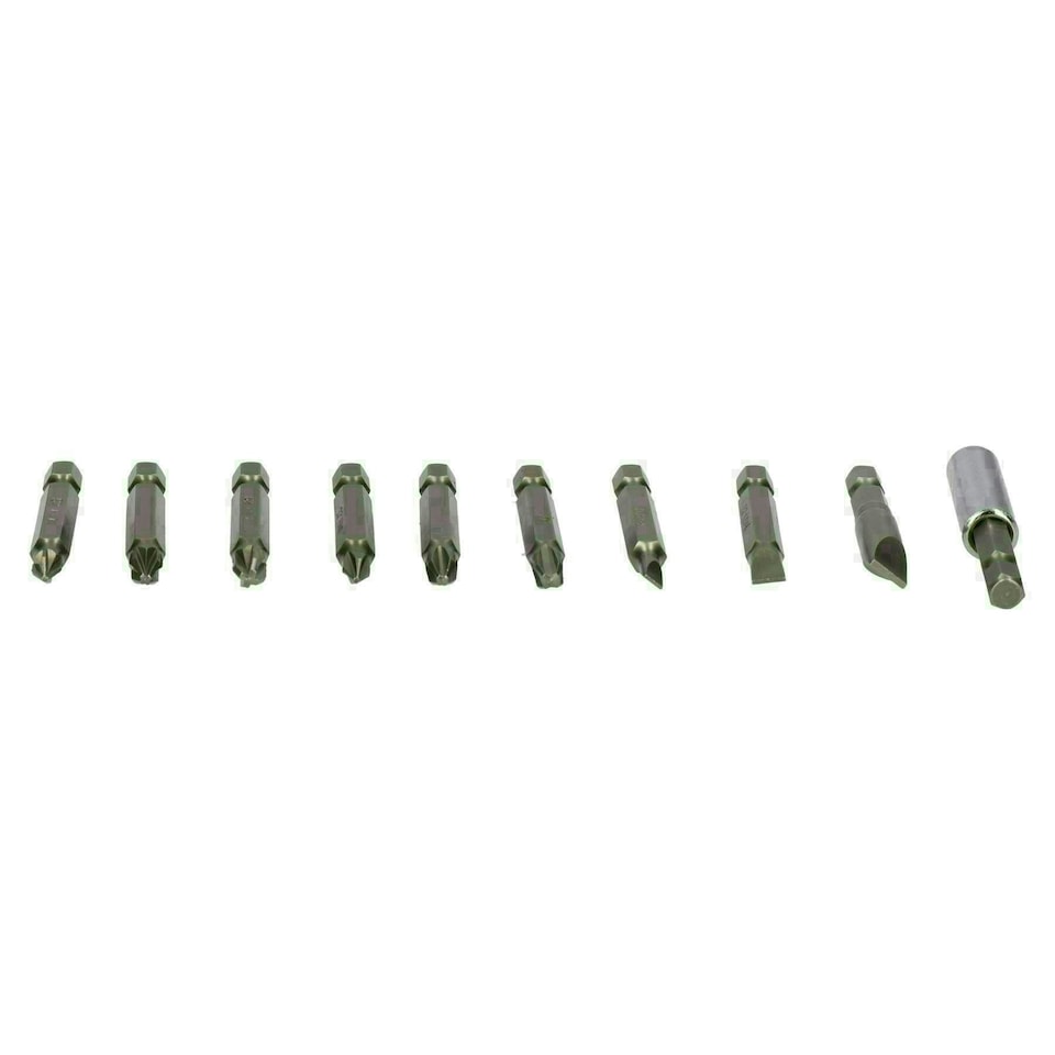 image 1 of 10pc 50mm Power Bit Screwdriver Bit Set Phillips Pozi Flat with Magnetic holder