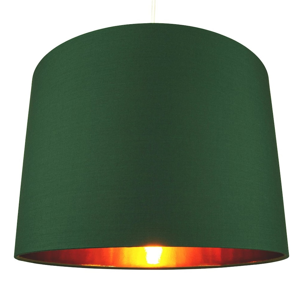 image 1 of Modern Forest Green Cotton 16" Floor/Pendant Lamp Shade with Shiny Copper Inner