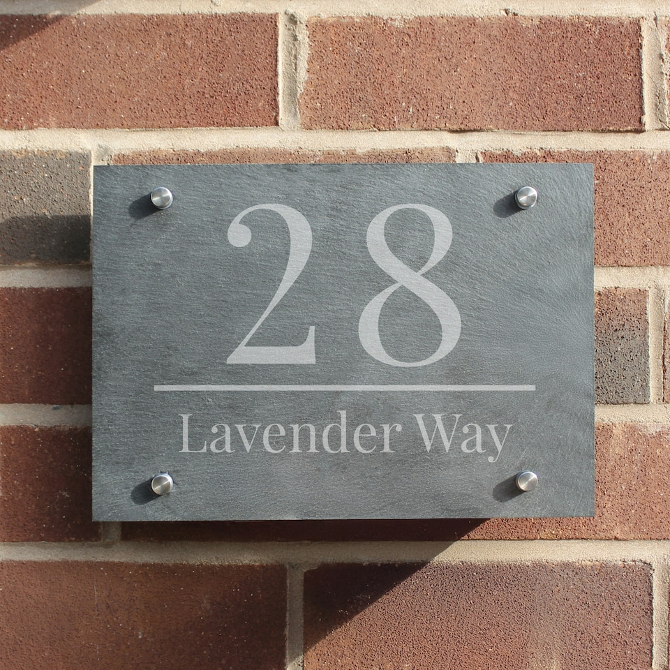 image 1 of Personalised Large Number Slate House Sign
