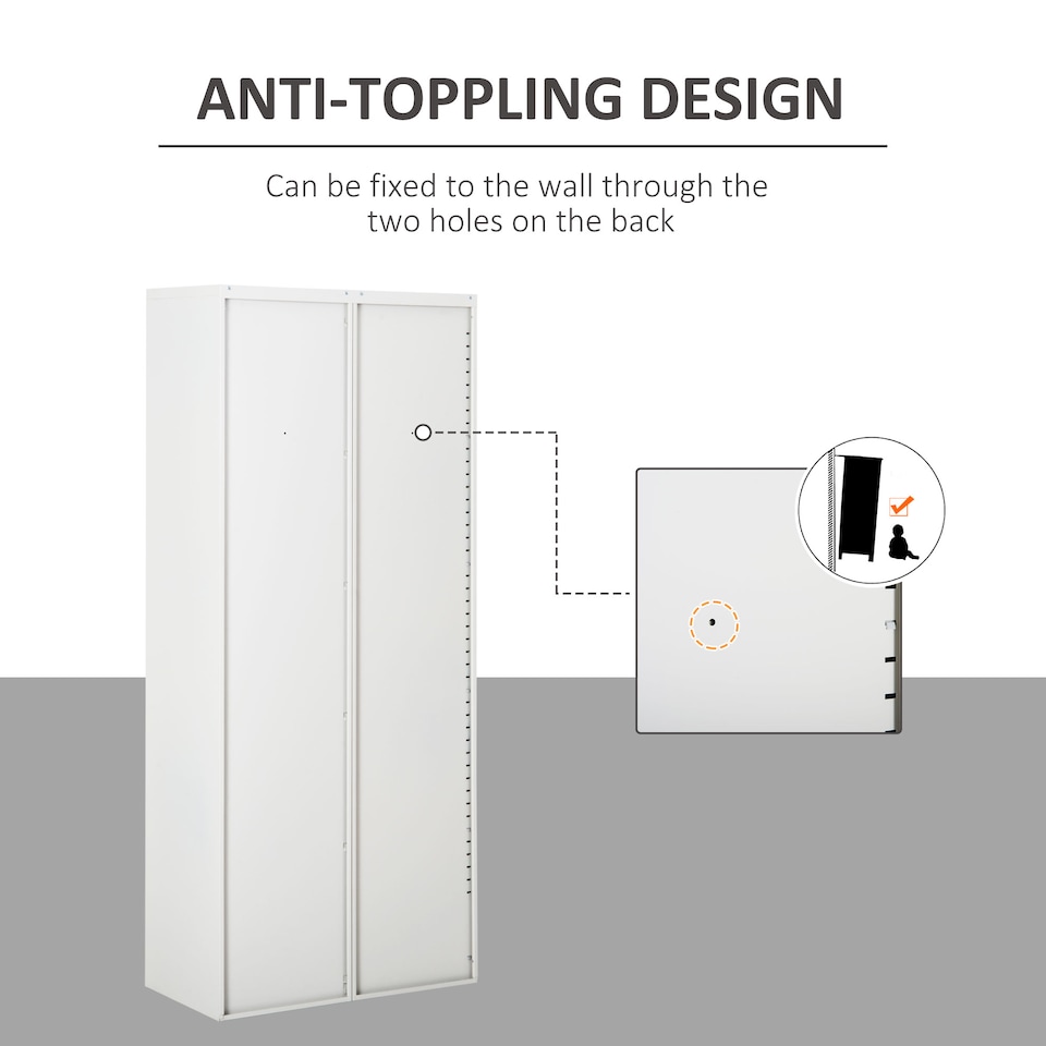 image 1 of Vinsetto Filing Cabinet Storage Office 2 Doors Adjustable Shelf Metal Furniture