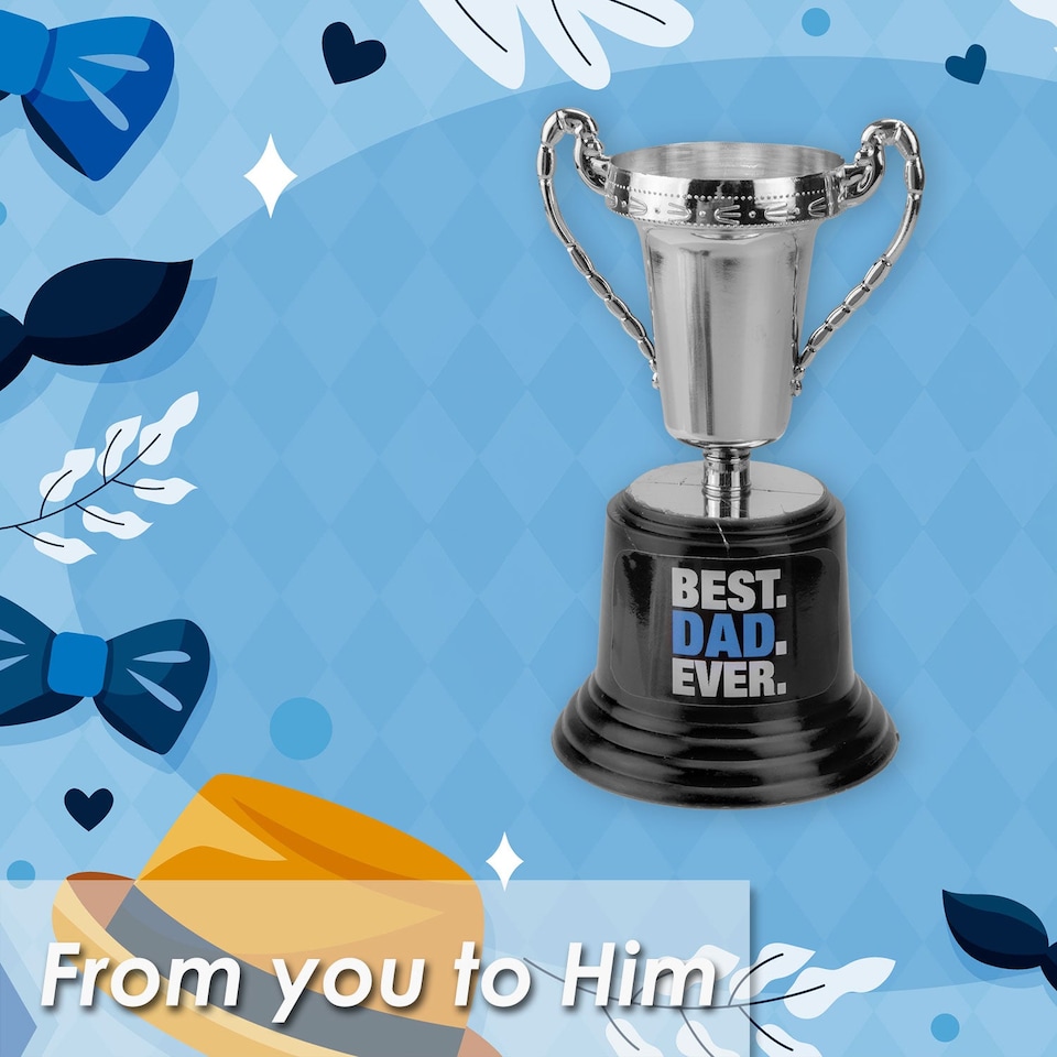 image 1 of vfm-estore Best Dad Trophy Silver 13 cm - Fathers Day & Birthday Gift
