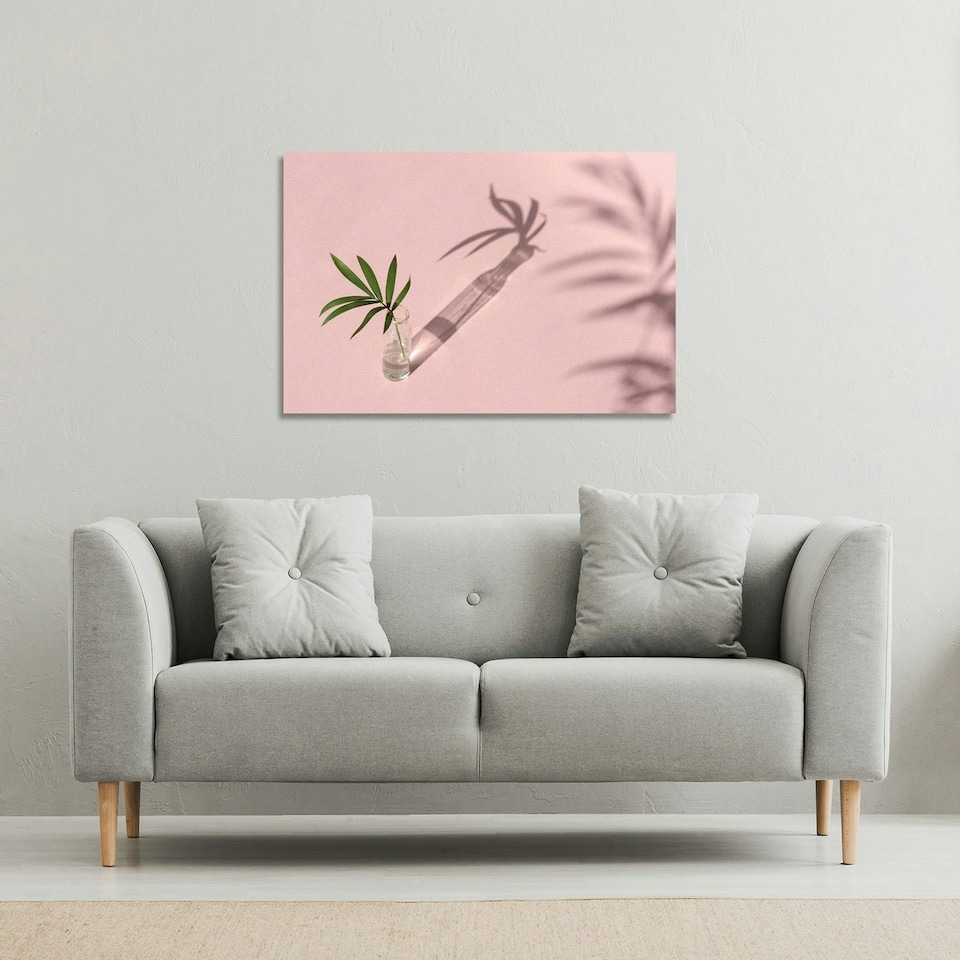 image 1 of Botanical leaf on pink (Canvas Print)