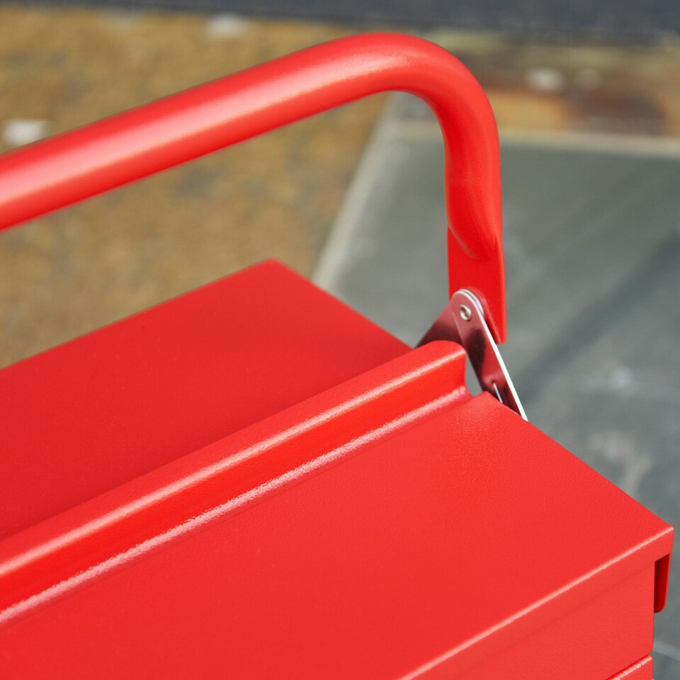 image 1 of DURHAND 3 Tier Metal Toolbox with 5 Tray Carry Handle 56cmx20cmx34cm Red | Red | 56cm x 20cm x 41cm | 1