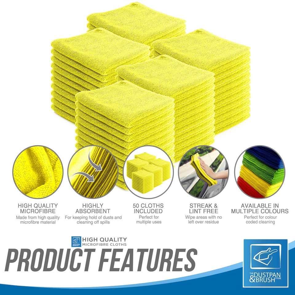 image 1 of Microfibre Cleaning Cloth 40x40cm Super Absorbent Lint Free Microfiber Cloths Cleaning for Home, Kitchen, Mirrors, Car - Pack of 50