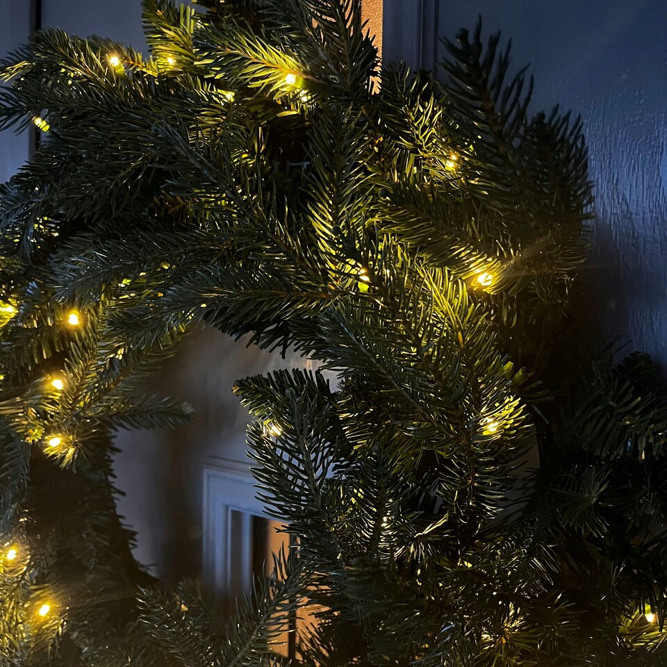 image 1 of 60cm Premium Mixed branch prelit Green Wreath - with timer