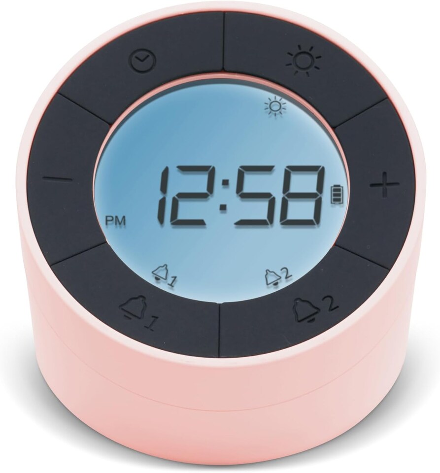 image 1 of Acctim Jowie Dual Digital Alarm Clock & Nightlight Superbrite Crescendo Alarm Touch Sensor | Pink | Pink