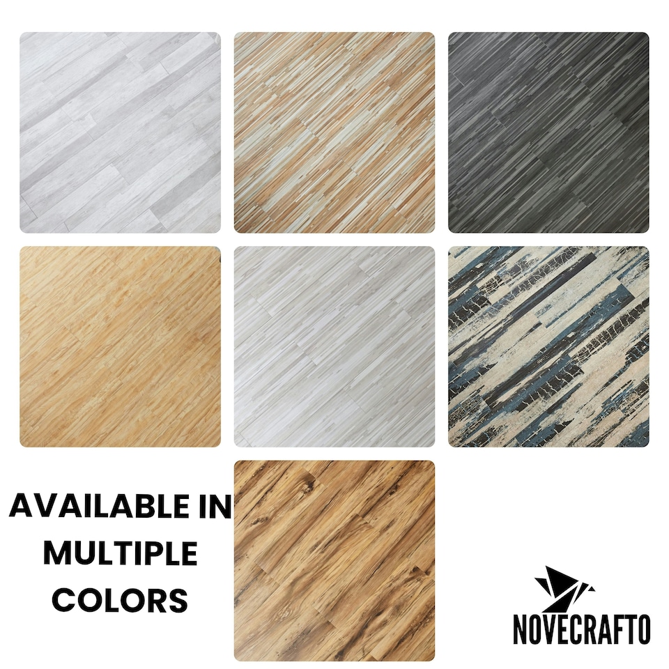 image 1 of NOVECRAFTO Self Adhesive Floor Planks | 36x5.98in (91.4x15.2cm) Each | Peel & Stick Vinyl Flooring | Stormwave Timber Design | Waterproof DIY Tiles Brown | 5 sqm